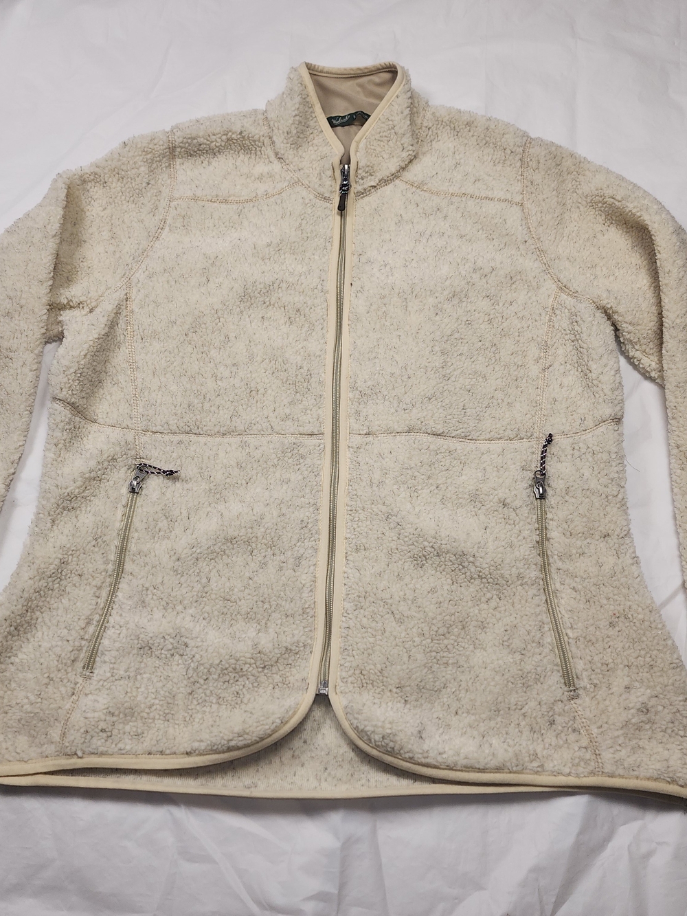 Woolrinch Women’s Cream Sherpa Zip-Up Jacket Size Large